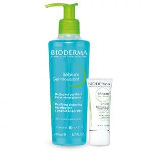 Dúo para pieles Mixtas Bioderma: Sebium Gel Moussant y Sebium Mat Control.