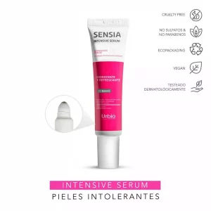 Sensia Intensive Serum 15 ml con aplicador roll-on para calmar pieles sensibles.