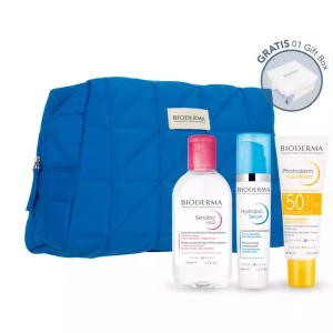 Set Rutina Completa Bioderma para piel sensible: productos para limpiar, hidratar y proteger.