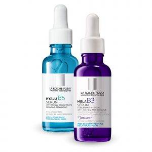 Dúo Hidrata y Corrige de La Roche-Posay: Hyalu B5 Serum y Mela B3 Serum para hidratar y corregir manchas.